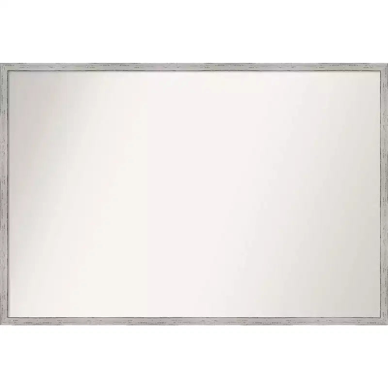 37" x 25" Non-Beveled Shiplap White Narrow Wood Bathroom Wall Mirror - Amanti Art: Modern Rectangle Includes Mounting Hardware