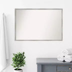 Miroir mural de salle de bain étroit en bois blanc