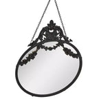 Storied Home Vintage Pewter Framed Wall Mirror with Decorative Chain: Round No Assembly Required