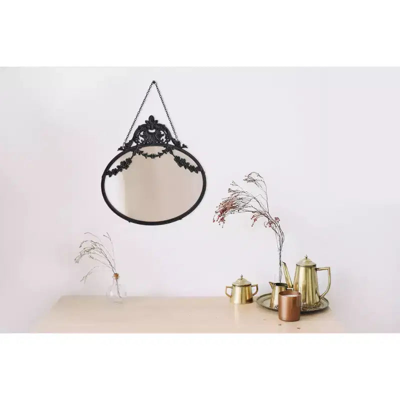 Miroir mural vintage encadré en étain