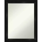 22" x 28" Non-Beveled Grand Narrow Bathroom Wall Mirror Black - Amanti Art: Modern Rectangle Wall Mount Polystyrene Frame