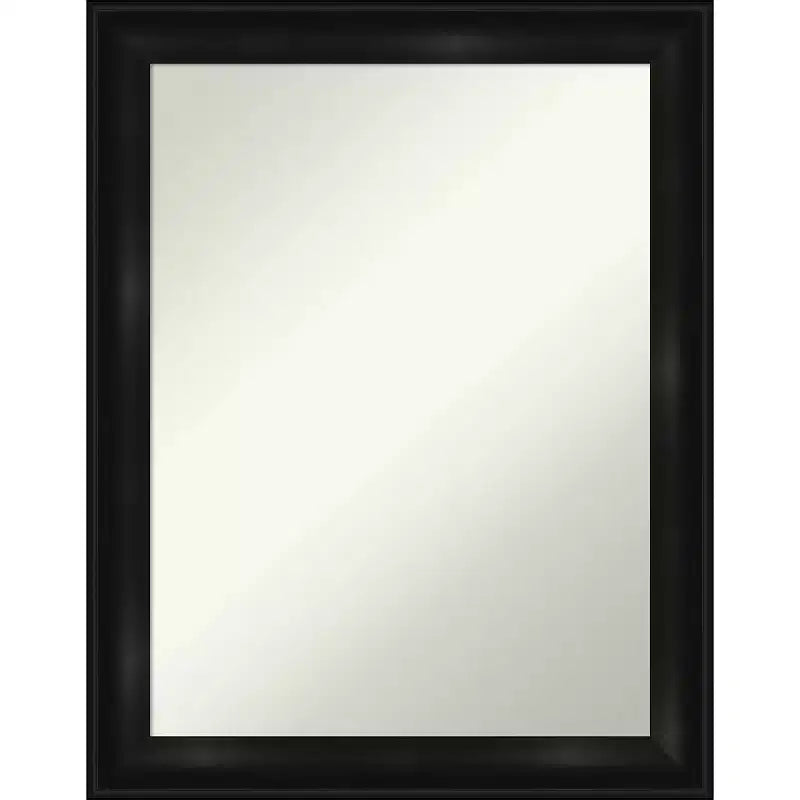 22" x 28" Non-Beveled Grand Narrow Bathroom Wall Mirror Black - Amanti Art: Modern Rectangle Wall Mount Polystyrene Frame