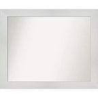 33" x 27" Non-Beveled Mosaic White Wall Mirror - Amanti Art: Modern Rectangle Includes Mounting Hardware