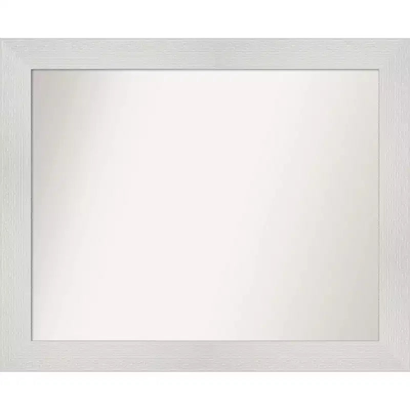 33" x 27" Non-Beveled Mosaic White Wall Mirror - Amanti Art: Modern Rectangle Includes Mounting Hardware