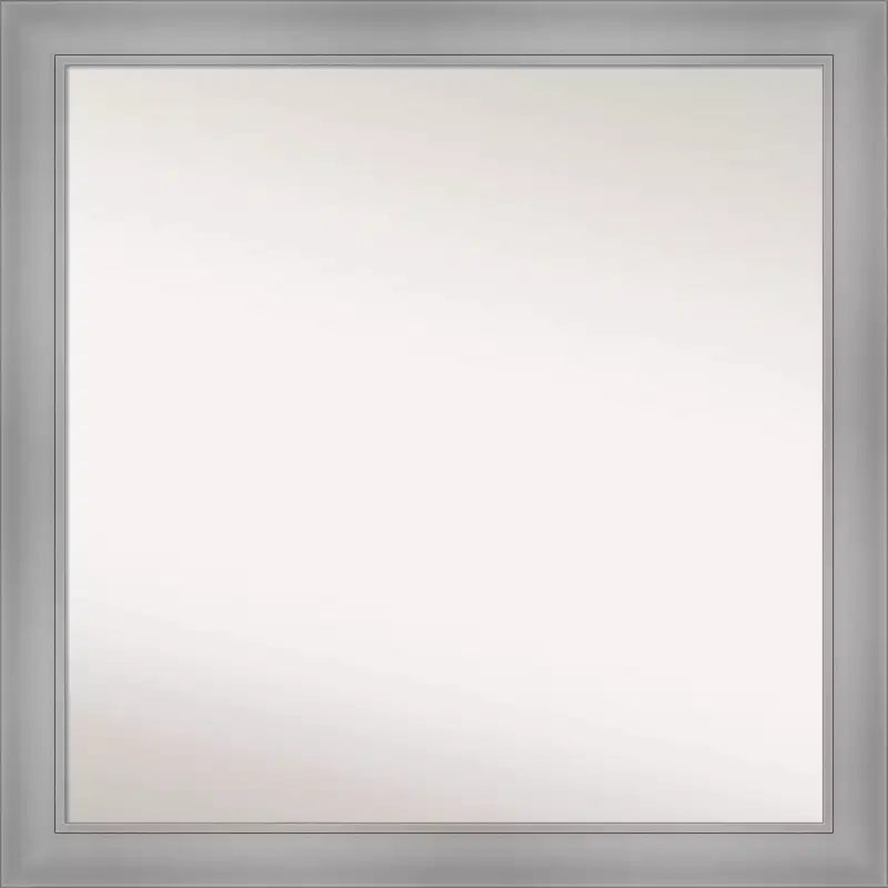 30" x 30" Non-Beveled Flair Polished Nickel Wall Mirror - Amanti Art: Modern Square Includes Mounting Hardware