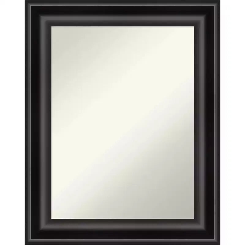 24" x 30" Non-Beveled Grand Black Wall Mirror - Amanti Art: Modern Rectangle Polystyrene Frame
