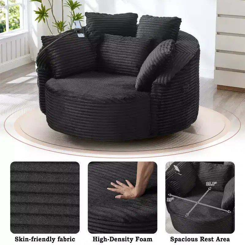 Chaise pivotante à 360°, fauteuil club, fauteuil d'appoint