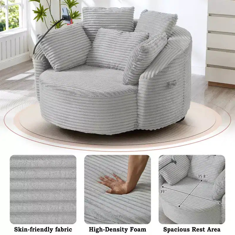 Chaise pivotante à 360°, fauteuil club, fauteuil d'appoint