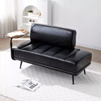 TUYOHW 55 Modern Bench Ottoman with Side 360Swivel Tray PU Upholstered End of Bed Bench with Backrest Entryway Bench for Living Room Bedroom