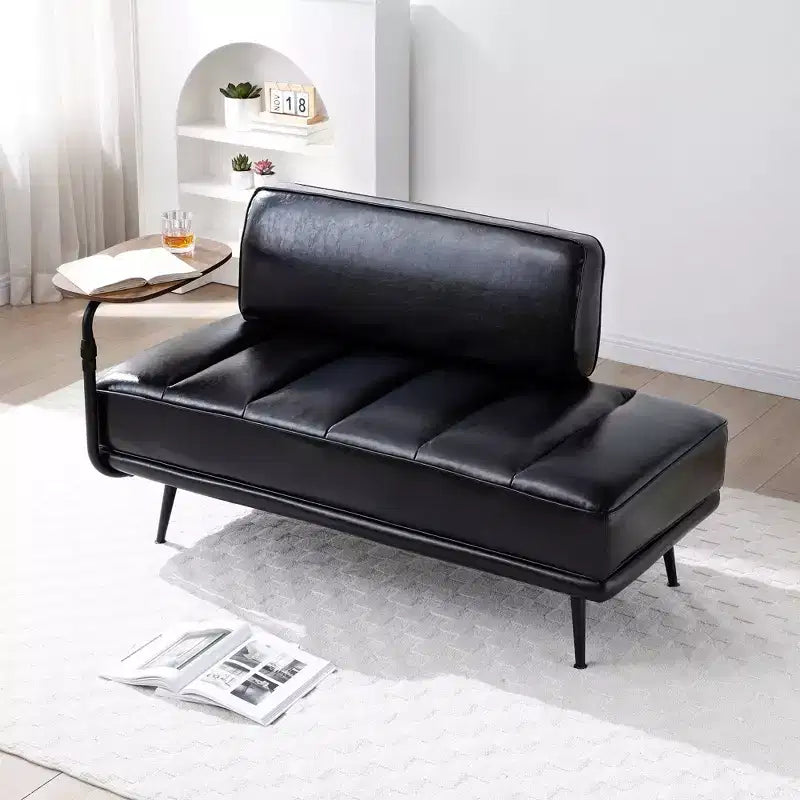 TUYOHW 55 Modern Bench Ottoman with Side 360Swivel Tray PU Upholstered End of Bed Bench with Backrest Entryway Bench for Living Room Bedroom