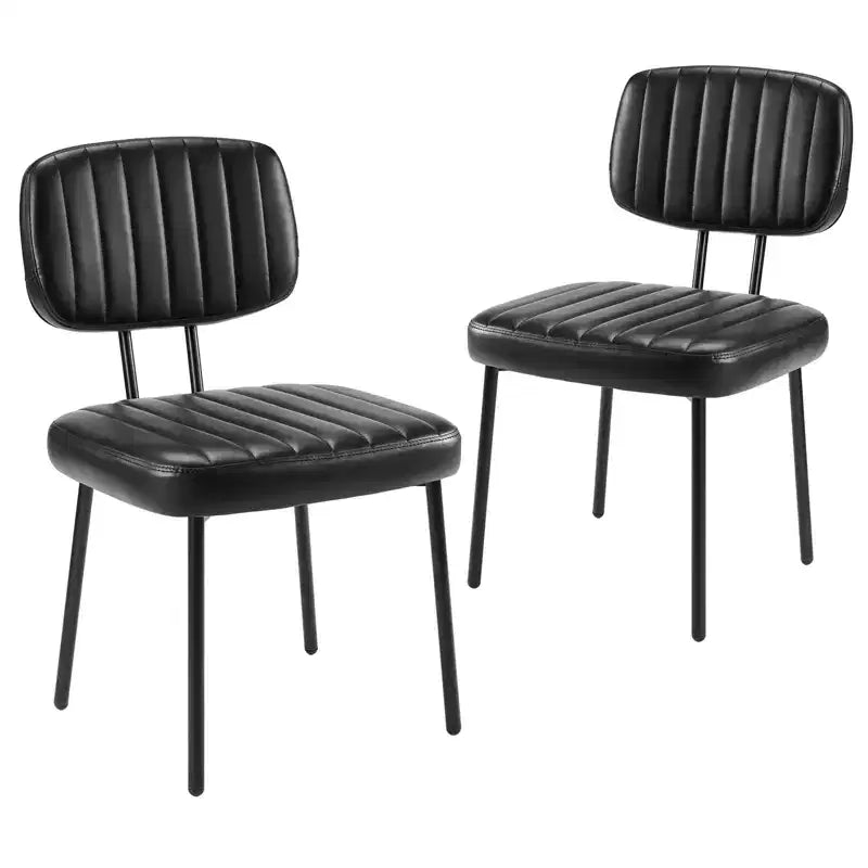 TUYOHW Mid Century Modern Dining Chairs Set of 2 PU Leather Kitchen Chairs with Metal Legs & Adjustable Foot Pads Ergonomic Dininig Room Chairs