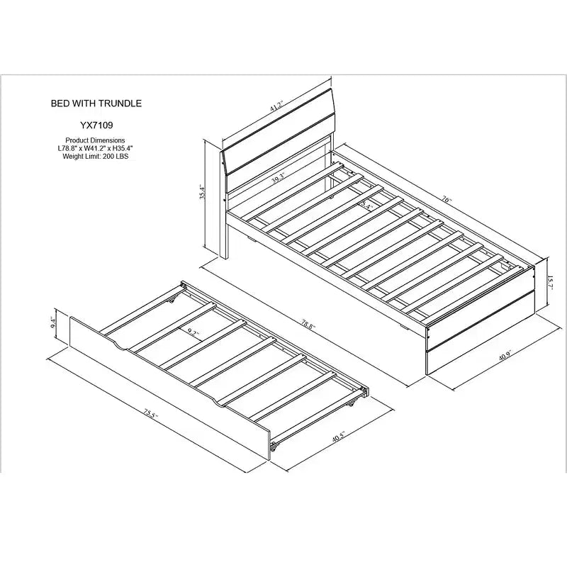 Lit plateforme simple en bois massif