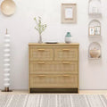 JVNOXK Modern 31.50-inch rattan storage cabinet with 4 deep drawers perfect for bedrooms dining rooms and hallways. Easy assembly