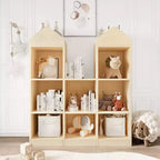 8-Cubby Kids Bookshelf Wooden Toy Storage Organizer Bookcase Toddlers Playhouse Cabinet Shelf for Kids Toy Shelf for Playroom Nursery Kids Room