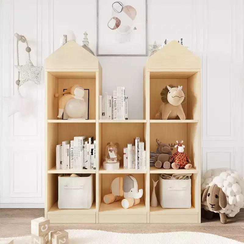 8-Cubby Kids Bookshelf Wooden Toy Storage Organizer Bookcase Toddlers Playhouse Cabinet Shelf for Kids Toy Shelf for Playroom Nursery Kids Room
