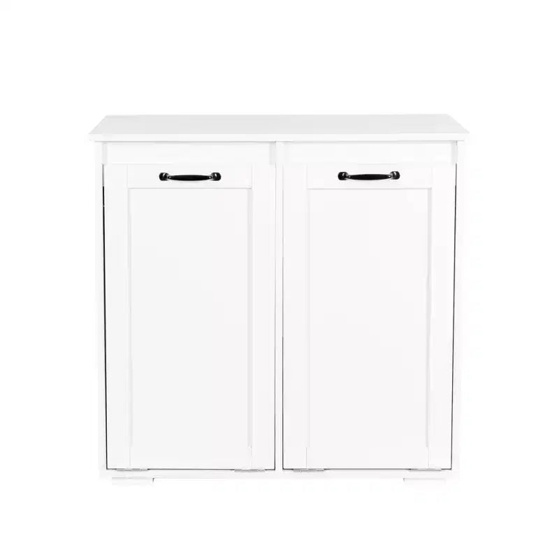 VIYET 30.3 Storage Cabinet White Particle Board+MDF Storage Cabinet w/ 2 Removable Liner Bags (Light/Dark Sorting+Handles)