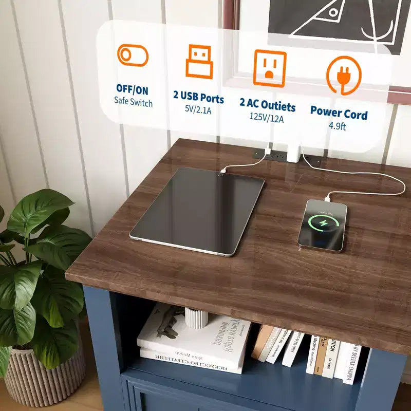 Table de chevet avec station de recharge