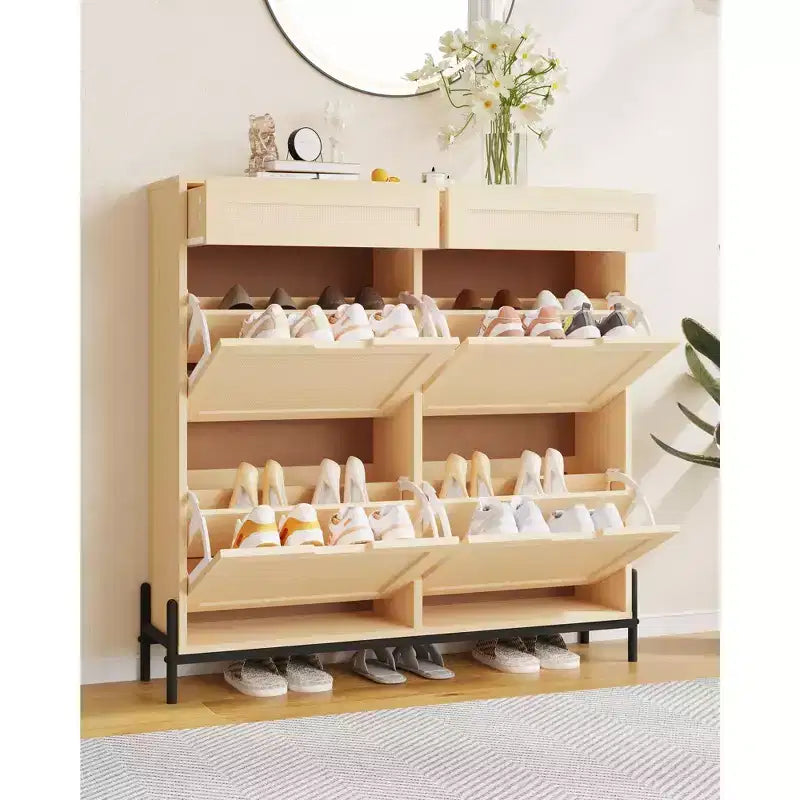 Meuble à chaussures étroit en rotin