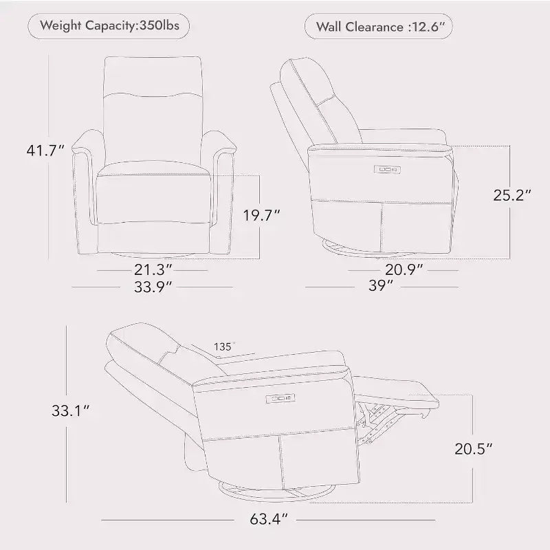 Fauteuil inclinable électrique en cuir véritable de qualité supérieure