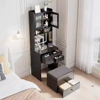 Compact Vanity Make Up Vanity Desk with Mirror and Lights White Vanity Table Set with Charger Station Girls Small Vanity and Storage Chair
