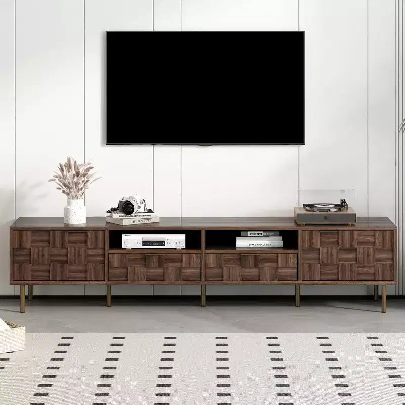 JVNOXK Mid Century TV Stand with 2 Drawers Media Console Table for TVs up to 85'' Entertainment Center with Storage for Living room Bedroom