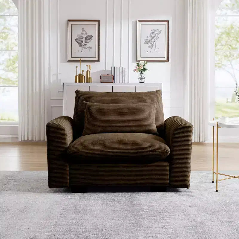 Fauteuil profond en velours côtelé