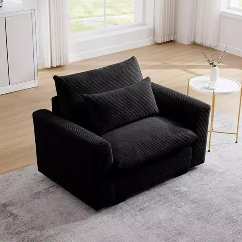 TUYOHW 51 Inch Corduroy Deep Seat Single Sofa with Waist Pillow for Living Room Office Apartment
