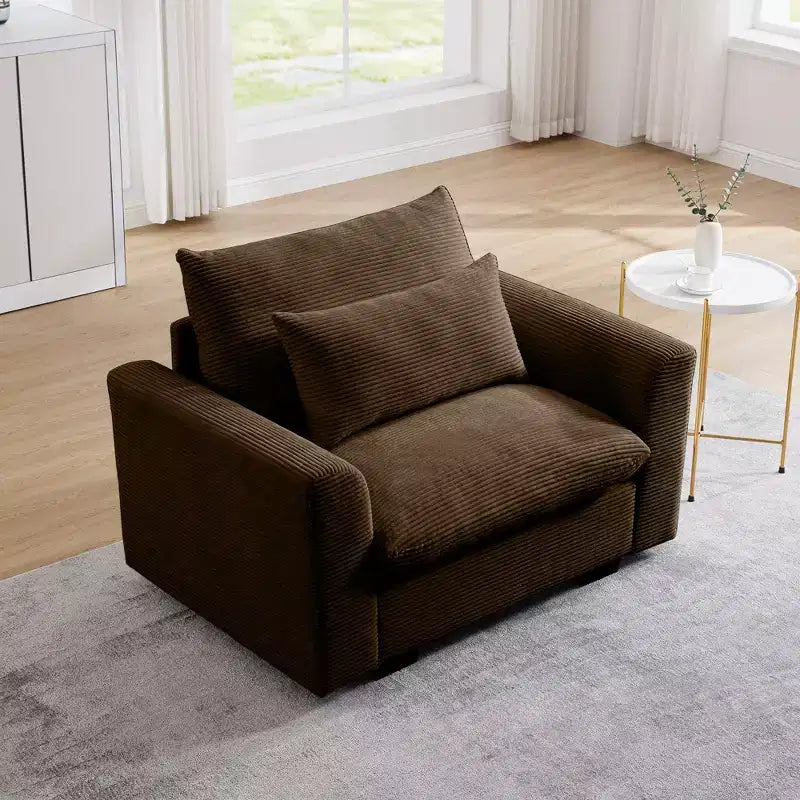 Fauteuil profond en velours côtelé