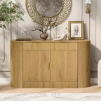 55.1Storage Cabinet Modern Sideboard Double Doors & Drawers Aluminum Handles 3 Shelves for Living Room/Bedroom/Dining Room