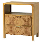 COZAYH Farmhouse 3 Drawer Dresser Rustic Vintage Nightstand Home Bedroom Wooden Side Table Burl Finish Vintage Accent Natural