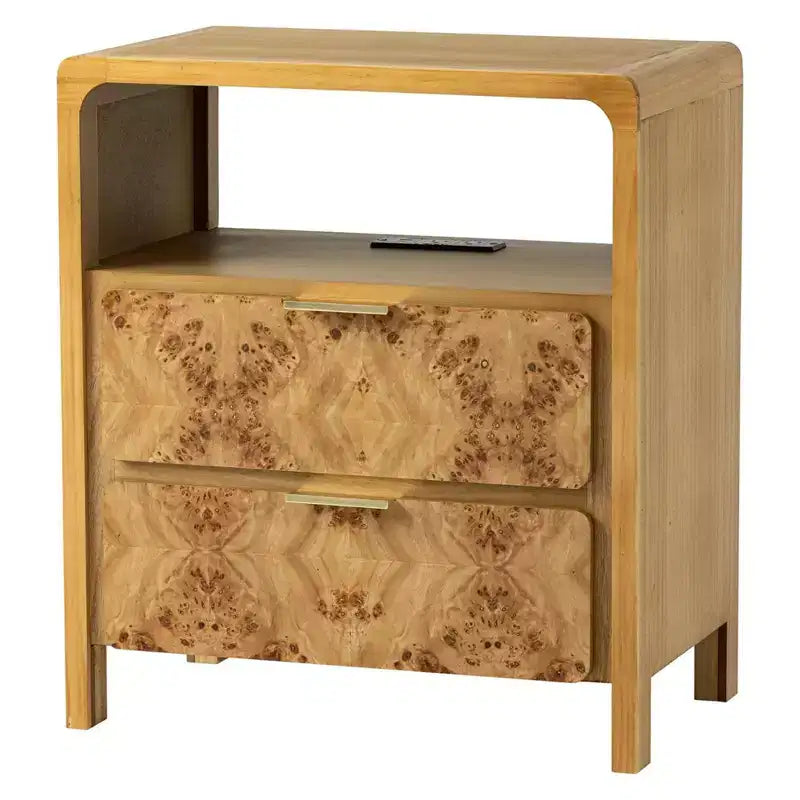COZAYH Farmhouse 3 Drawer Dresser Rustic Vintage Nightstand Home Bedroom Wooden Side Table Burl Finish Vintage Accent Natural