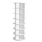 VEVOR 7Tiers Rotating Shoe Rack Tower 360Spinning Shoe Rack Revolving Storage Round Carousel Display Freestanding Lazy Susan Organizer Display White