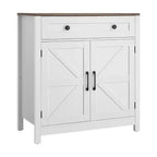 VEVOR Coffee Bar Cabinet Farmhouse Coffee Bar Table with Drawer Buffet Stand Cabinet with 2 Barn Door 29.5 x 14.7 x 31.5 in White