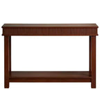 GustoWave Farmhouse Fluted Console Table - 2 Tier Wooden Entryway Table with Shelf Storage Sofa Table Behind Couch for Entrance Living Room