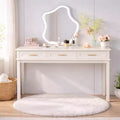 Cream White Makeup Vanity Desk Dressing Table with 3 Drawers Office Writing Desk Entryway Console Table Storage Accent Table No Mirror - ModernLuxe