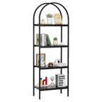 VEVOR Open Bookshelf 4-Tier Arched Bookcase Storage Shelves with Metal Frame Industrial Metal Book Organizer Freestanding Display Rack Black