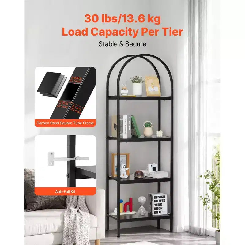 Étagères de rangement bibliothèque cintrées