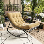 Oversized Rocking Chair Heavy Duty Metal Frame 400 LBS Capacity Comfortable Lounge Rocker for Porch Garden Living Room