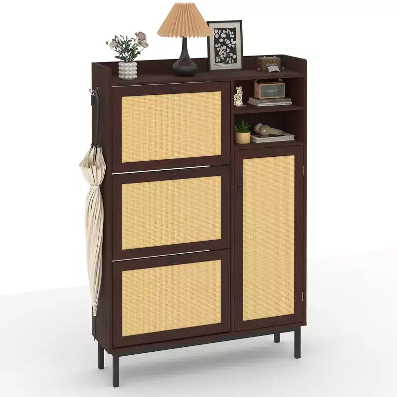 Meuble à chaussures en rotin naturel
