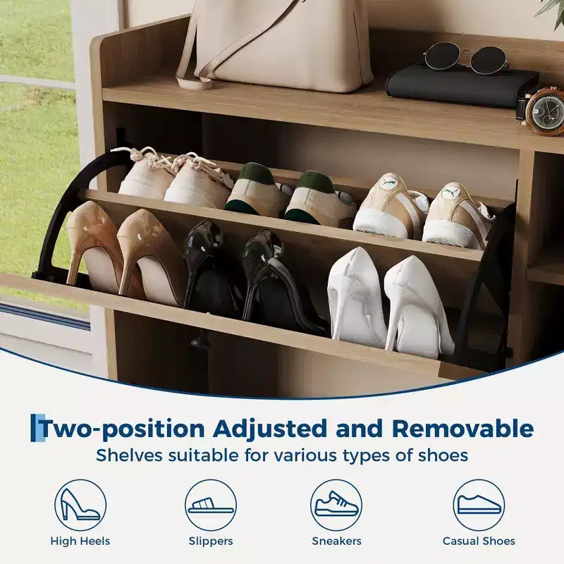 Meuble à chaussures en rotin naturel