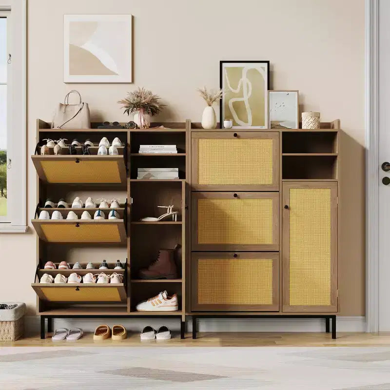 Meuble à chaussures en rotin naturel