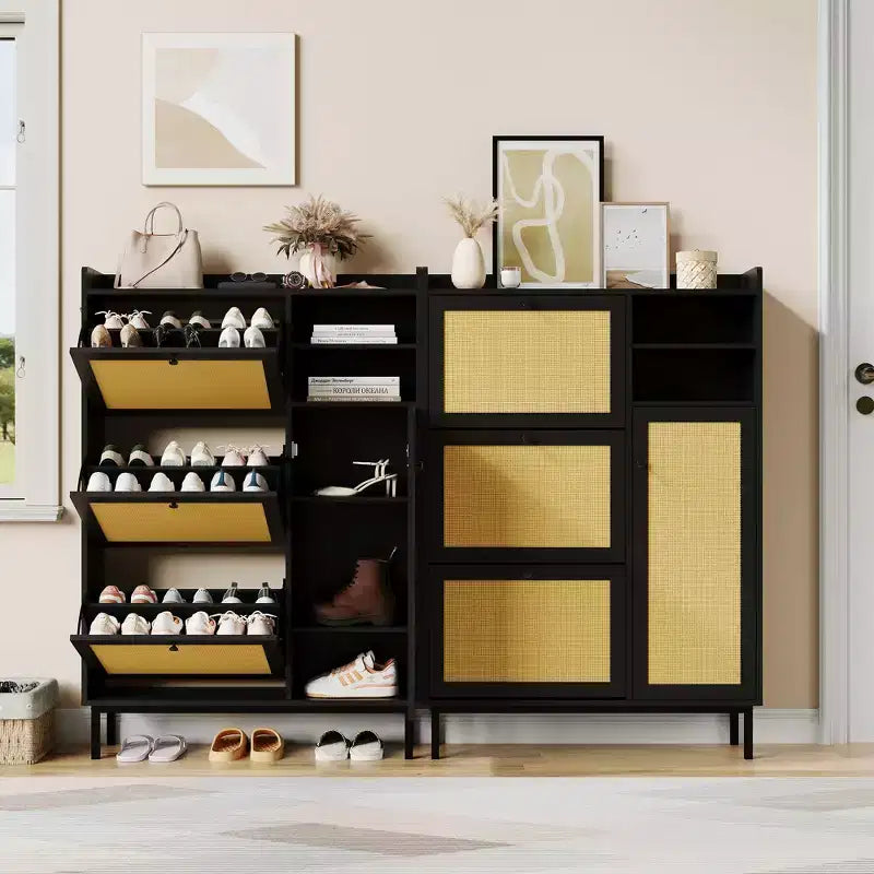 Meuble à chaussures en rotin naturel
