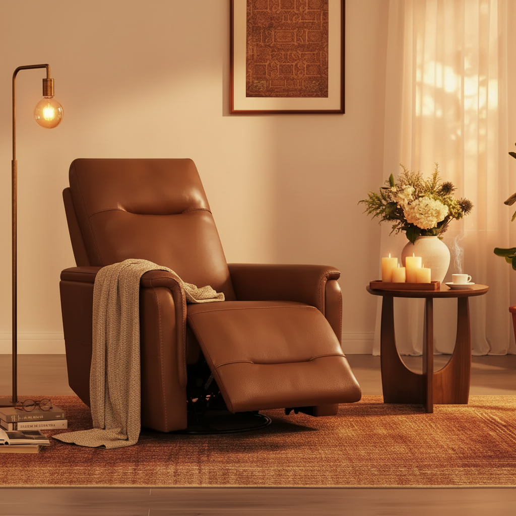 Fauteuil inclinable électrique en cuir véritable de qualité supérieure