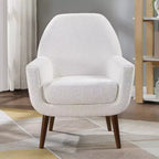 Fauteuil d'appoint en bouclette blanc du milieu du siècle