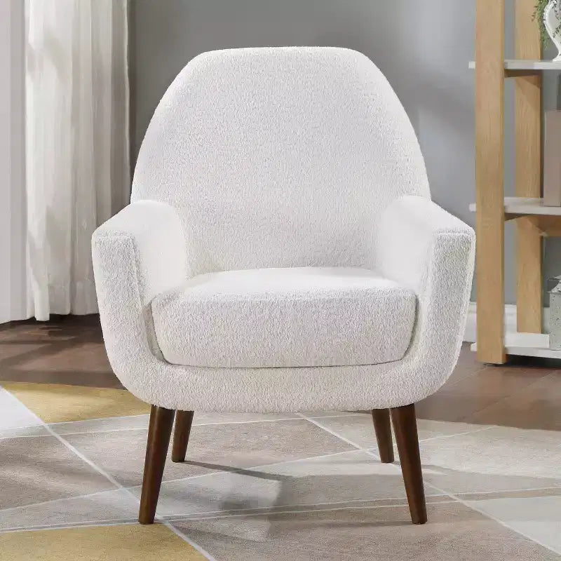 Fauteuil d'appoint en bouclette blanc du milieu du siècle