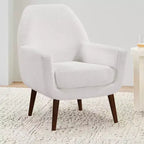 Fauteuil d'appoint en bouclette blanc du milieu du siècle