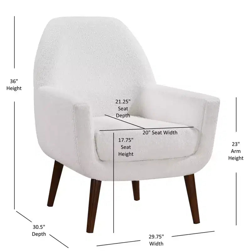 Fauteuil d'appoint en bouclette blanc du milieu du siècle