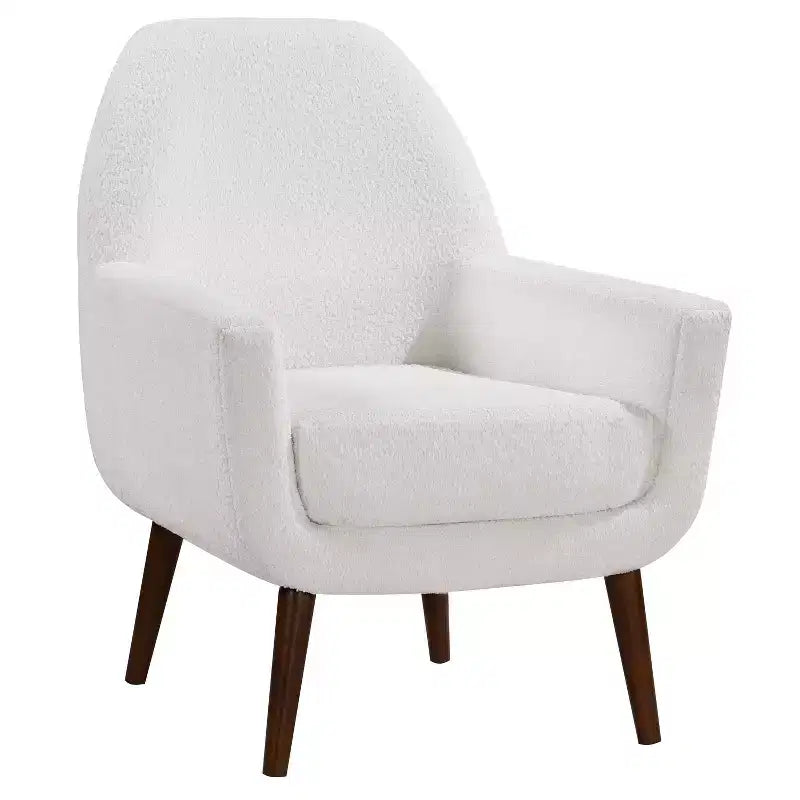 Fauteuil d'appoint en bouclette blanc du milieu du siècle
