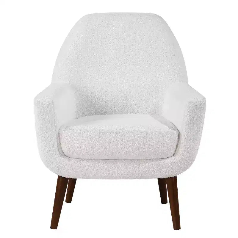 Fauteuil d'appoint en bouclette blanc du milieu du siècle