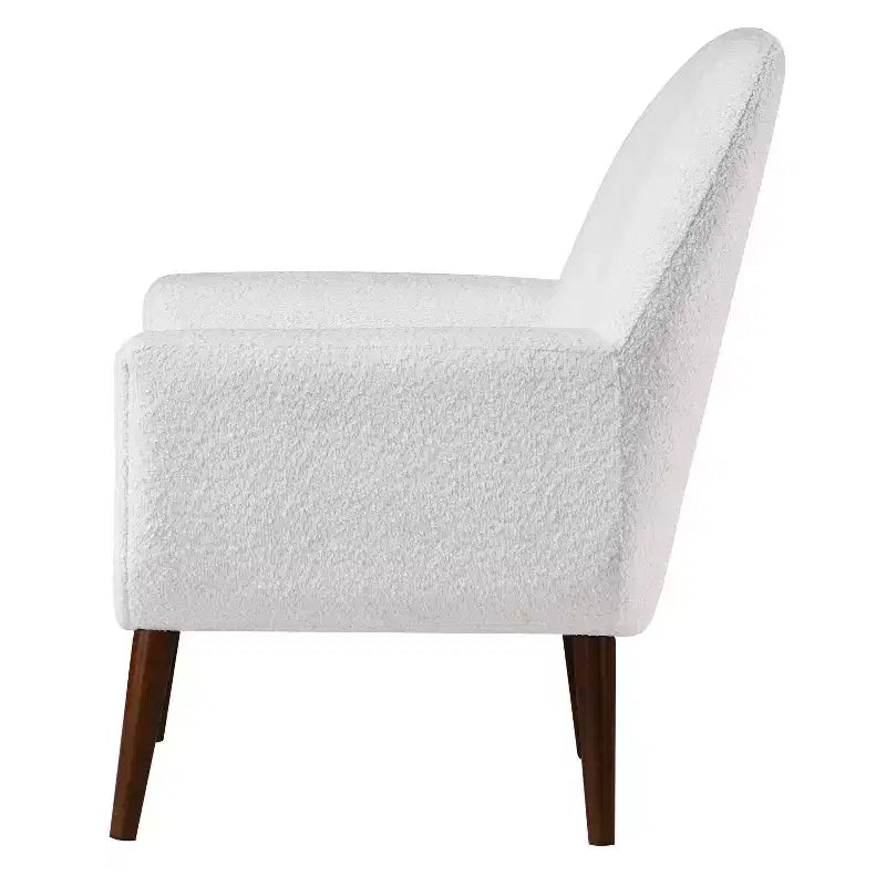 Fauteuil d'appoint en bouclette blanc du milieu du siècle